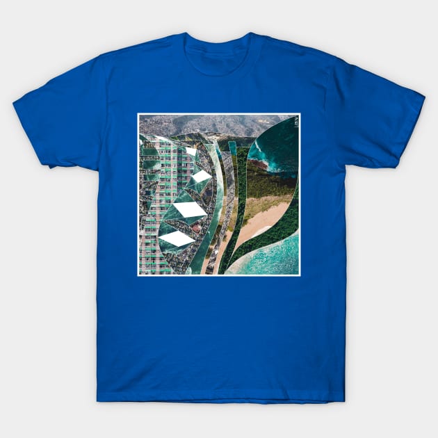 climate change action in landscape collage ecopop pattern T-Shirt by jorge_lebeau